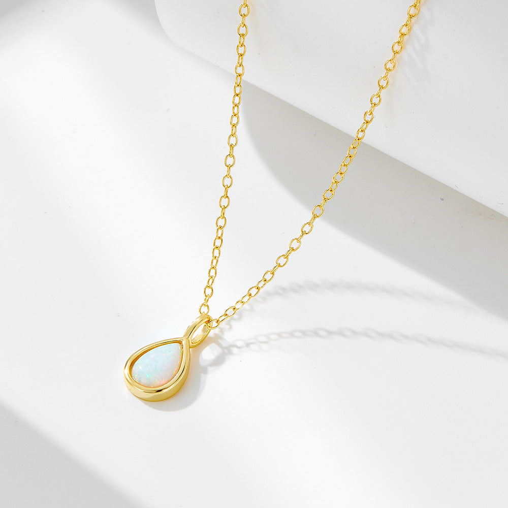 S925 Sterling Silver Waterdrop Pendant Clavicle Necklace