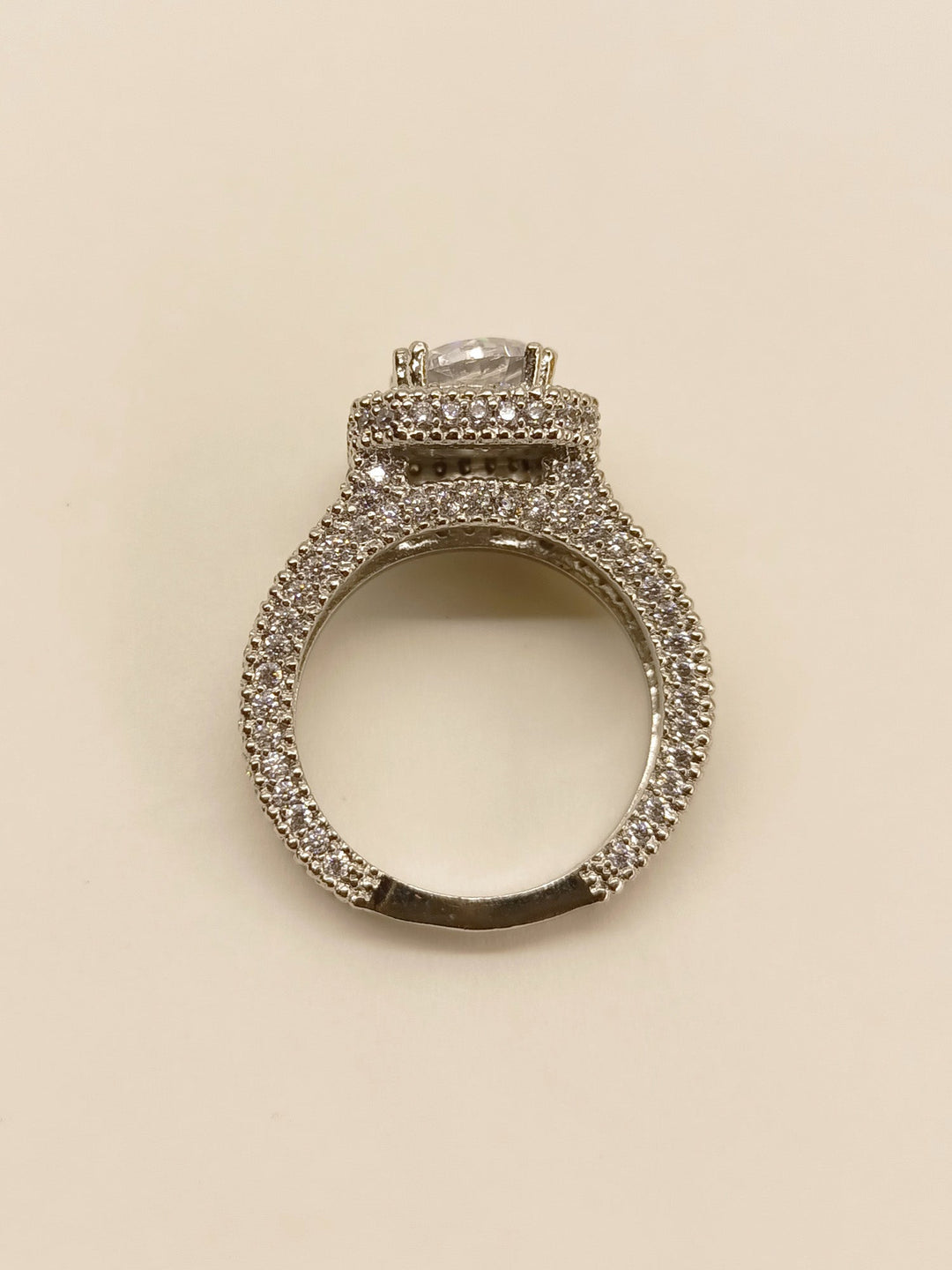  Shabnam American Diamond Finger Ring with Vintage-Inspired Design and Shimmering Stones