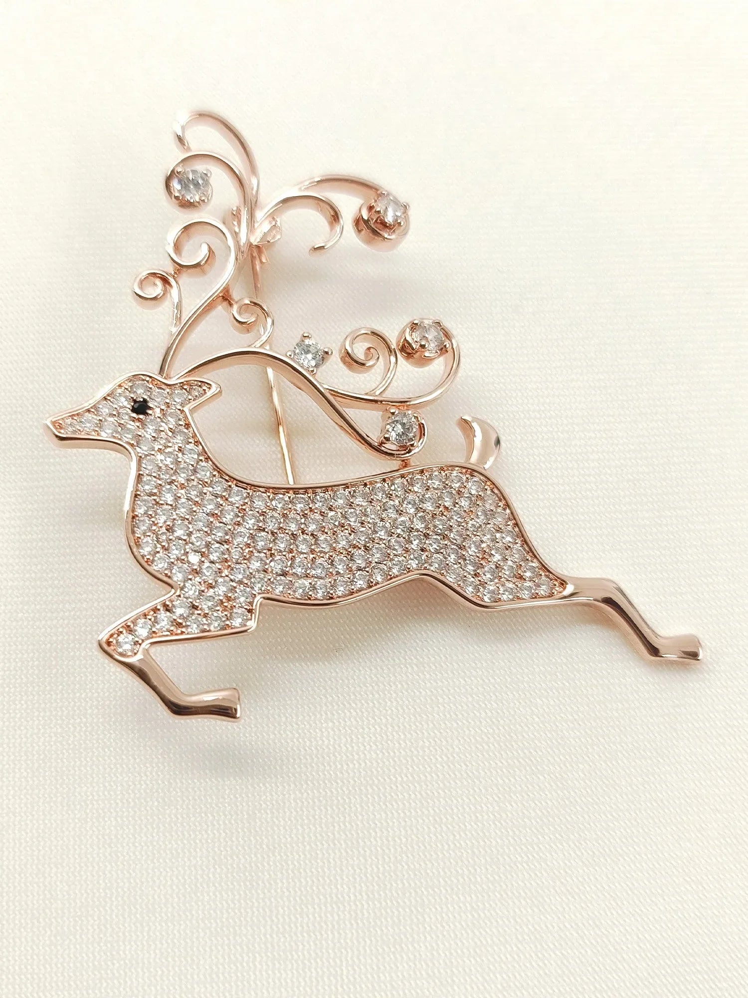 Nouf Rose Gold Reindeer Brooch