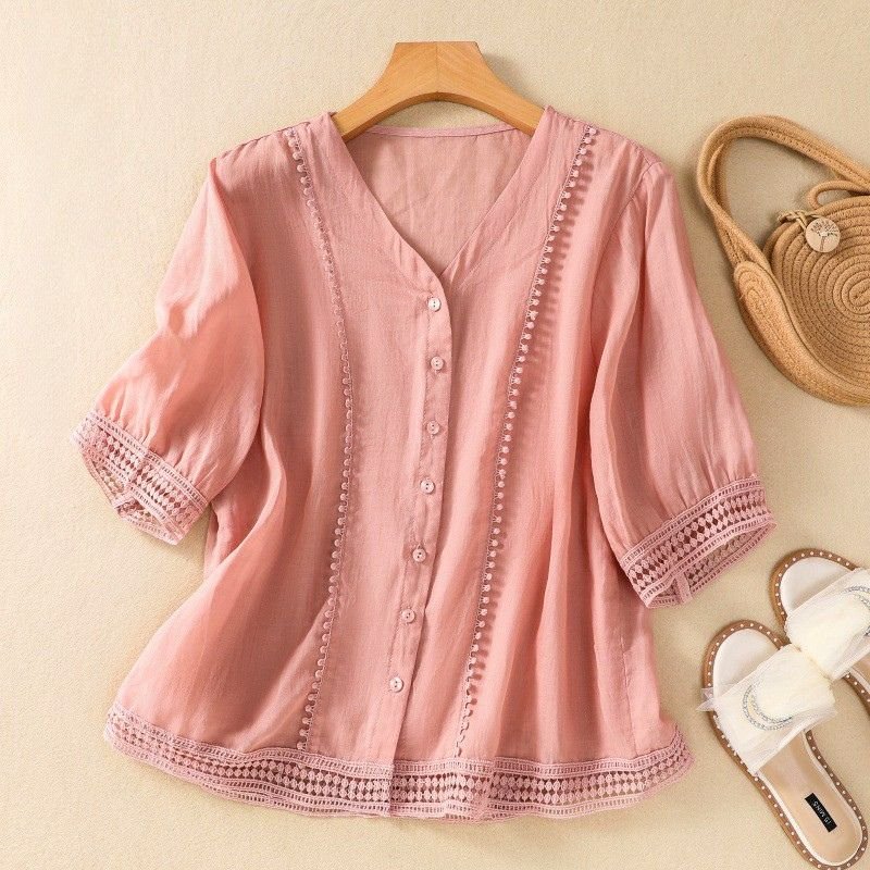 Lucia Cotton-Linen Blouse  - By Qivii