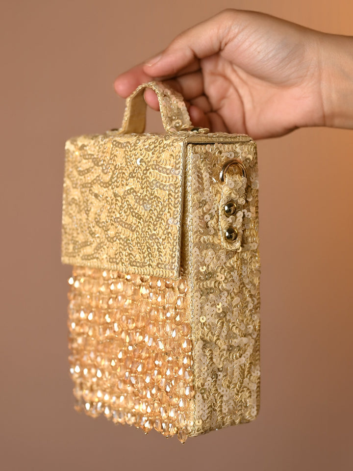 Hayat Golden Sequence Box Style Clutch