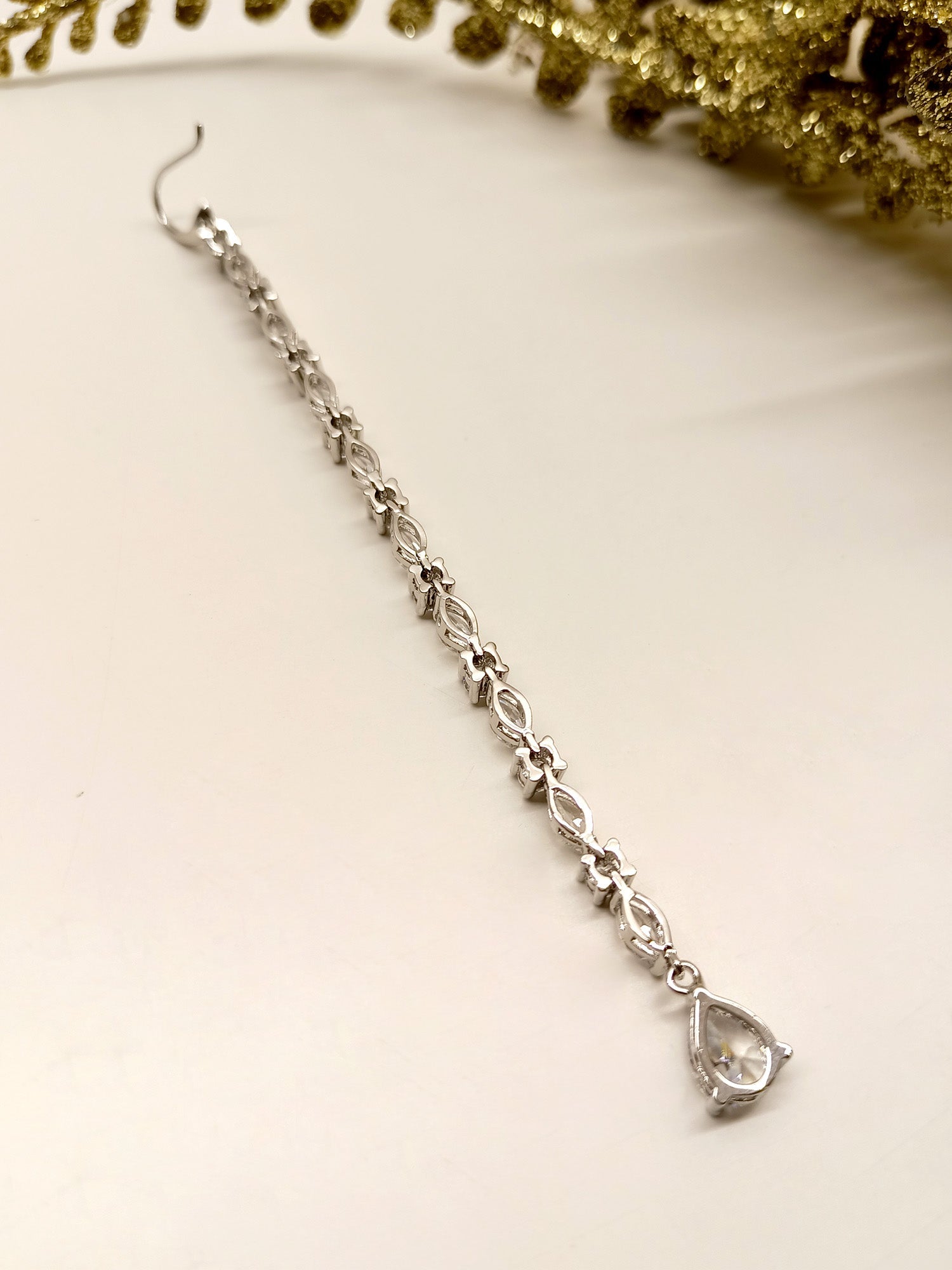 Abhilasha White American Diamond Maangtikka