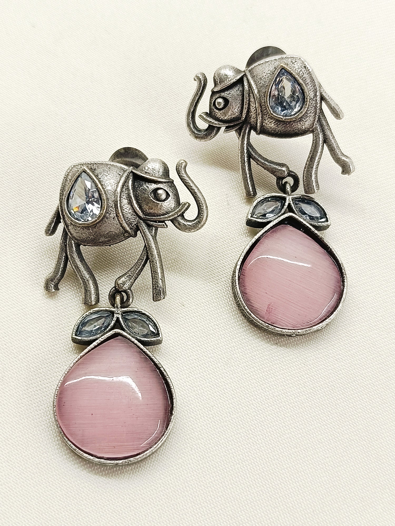 Shawetha Baby Pink Oxidized Earring