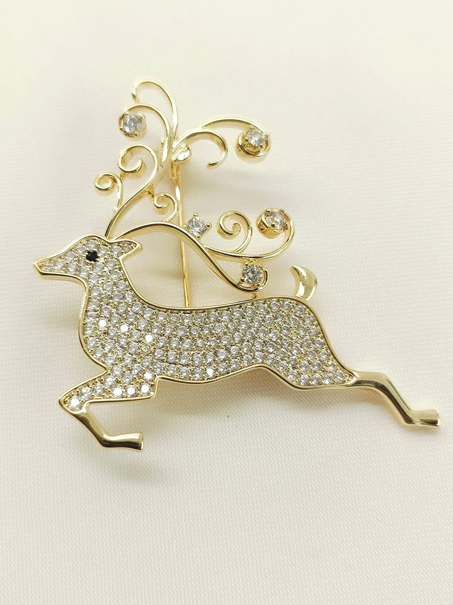 Ayanna Golden Reindeer Brooch