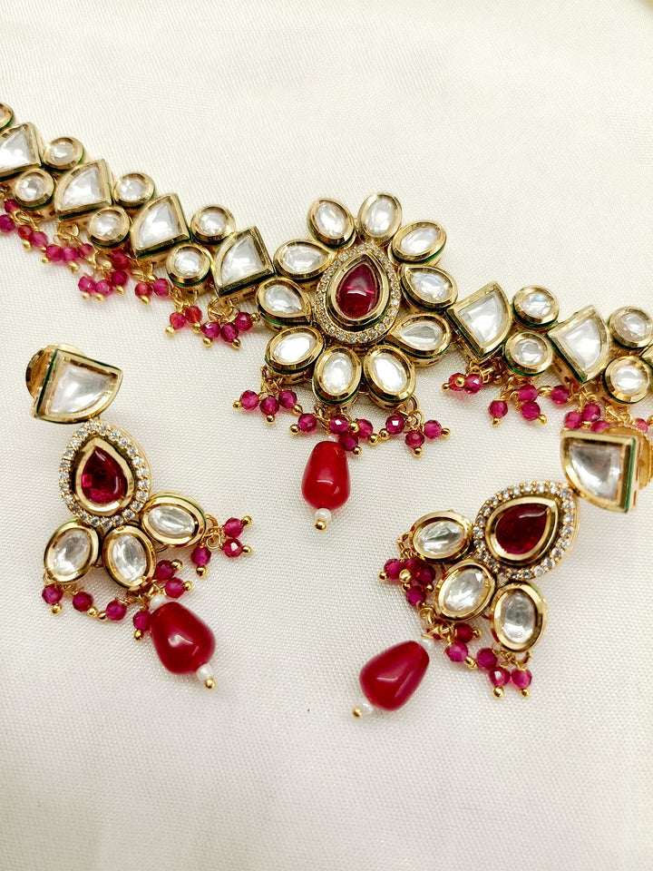 Dhanshika Ruby Kundan Necklace Set