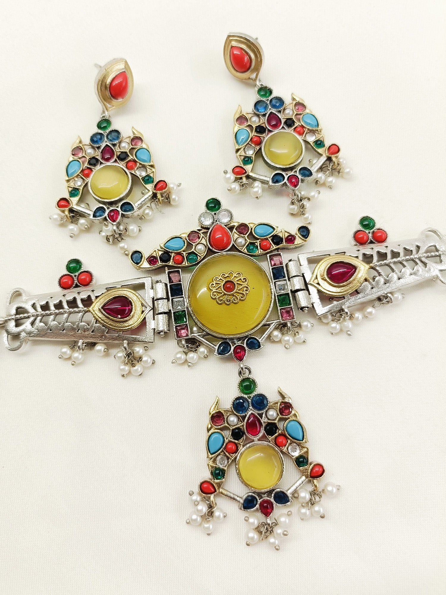 Utpal Multi Colour Oxidized Choker Set