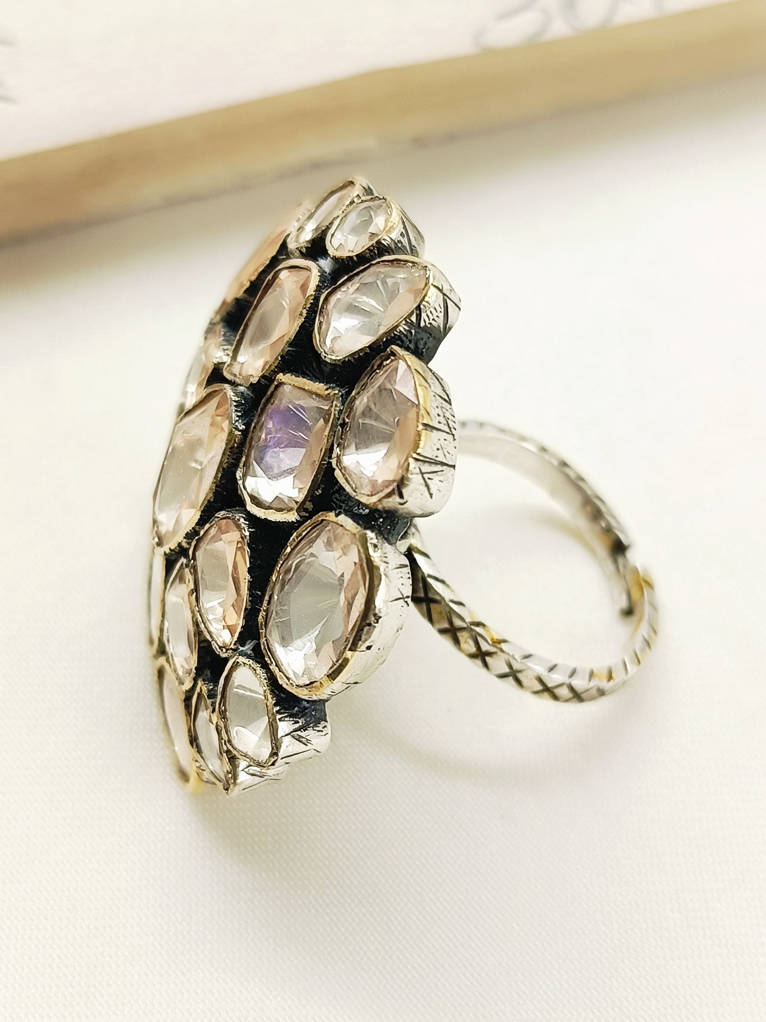 Manmeet 92.5 Silver Moissonite Finger Ring
