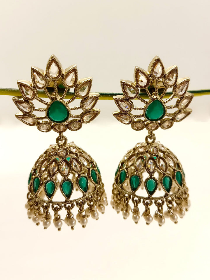 Lucille Green Polki Jhumki