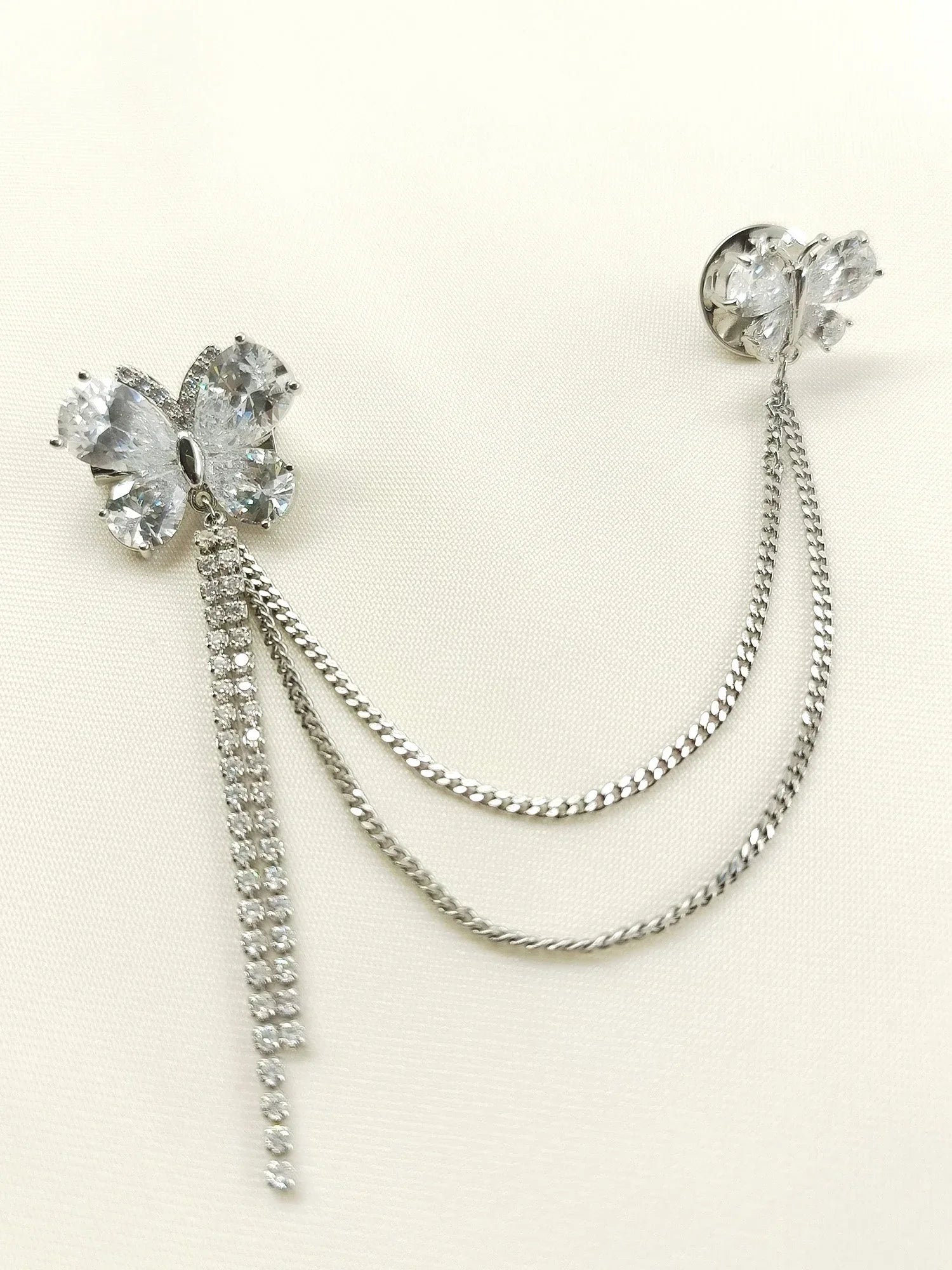 Nainsi Silver Butterfly Brooch Pin With Chain