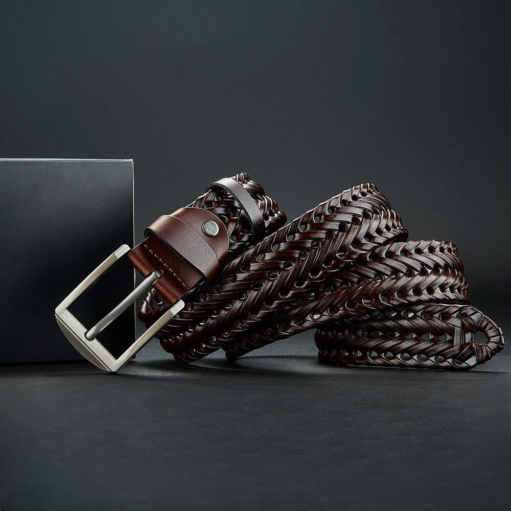 Braided Genuine Leather Belt  - By Qivii