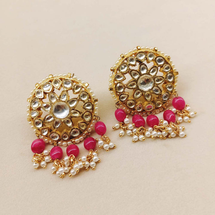 Mitali Rose Pink Gold Plated Kundan Tops