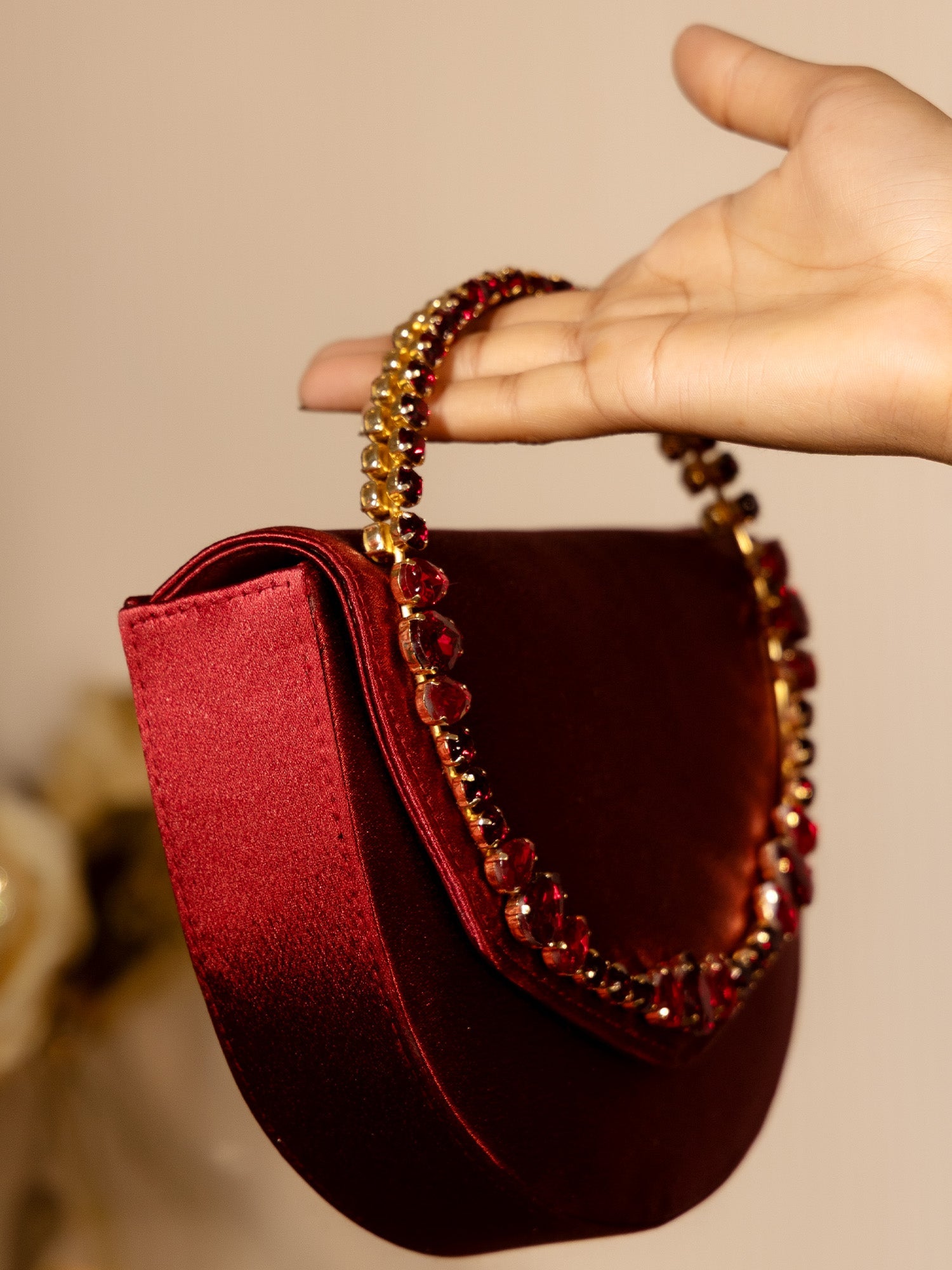 Minal Maroon Evening Clutch - qivii