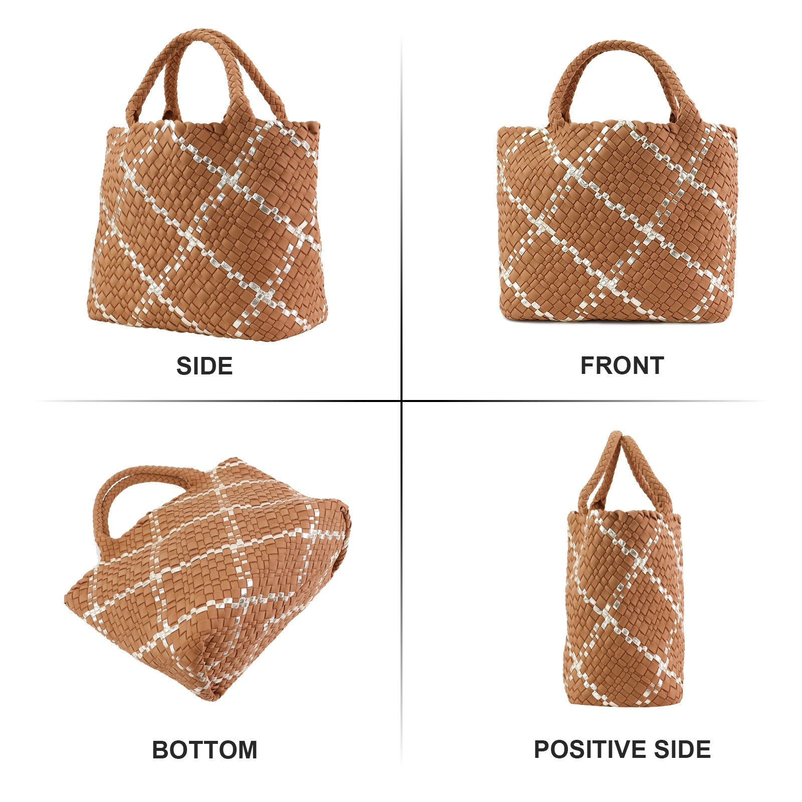Colorblock Neoprene Woven Bag - Camel | Ounamei
