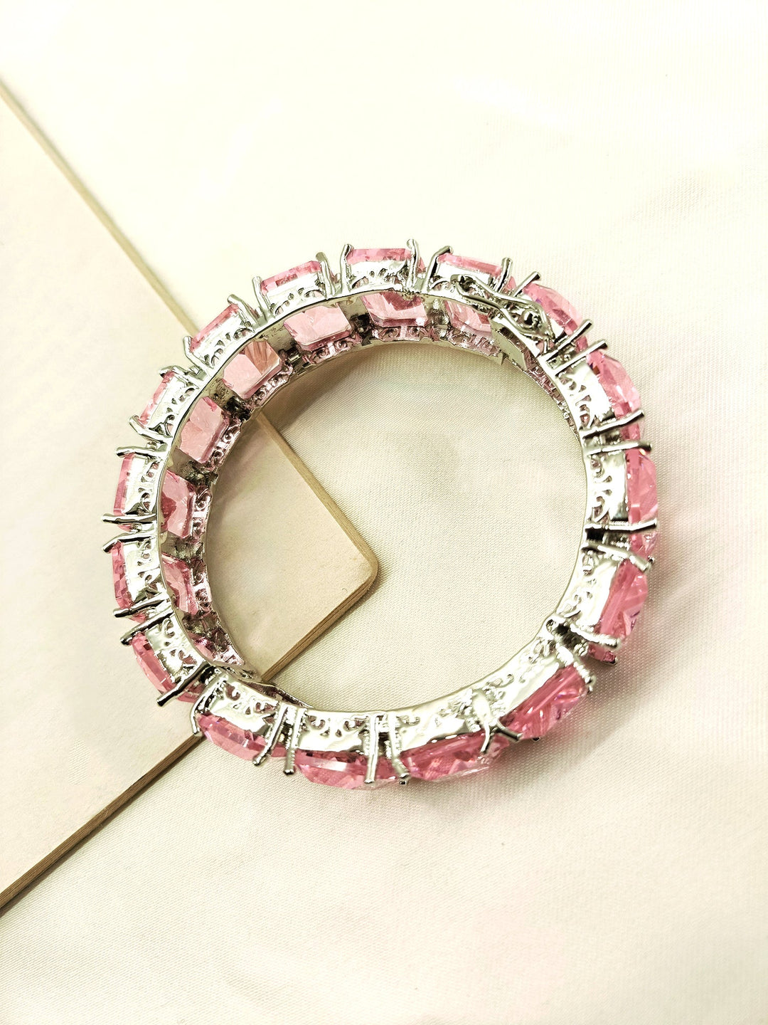 A beautiful baby pink Swarovski stone bracelet, perfect for adding a touch of elegance to any outfit