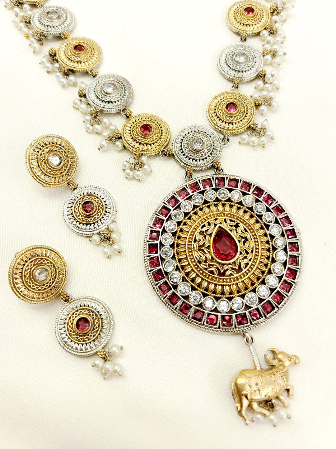 Raghvati Maroon Oxidized Necklace Set