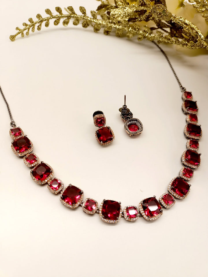 Lakshita Rose Pink Victorian Necklace Set