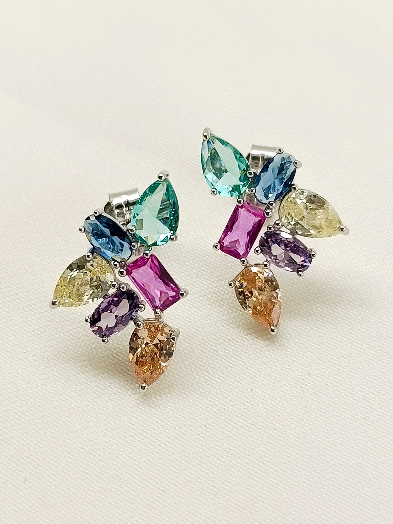 Namarati Multi Colour 92.5 Silver Swarovski Stone Tops - qivii
