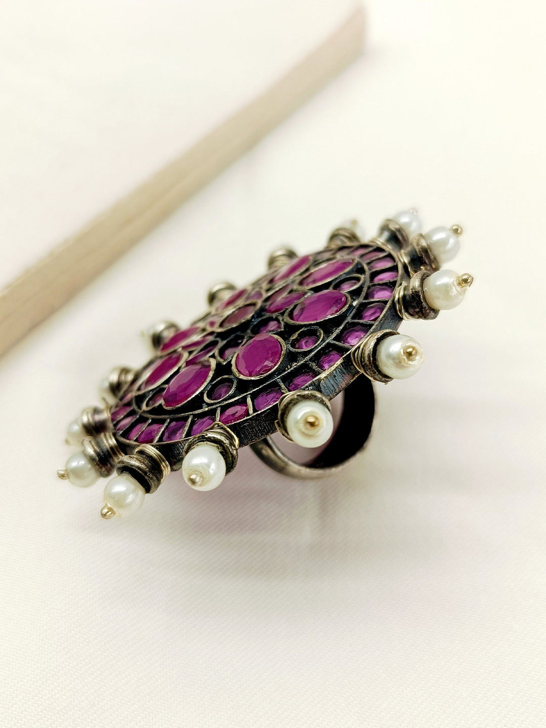 Utari Ruby Oxidized Finger Ring