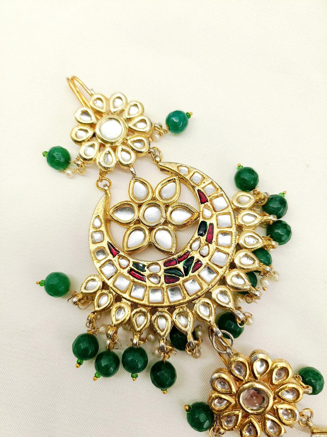 Devkanya Green Braid Accessories In Kundan