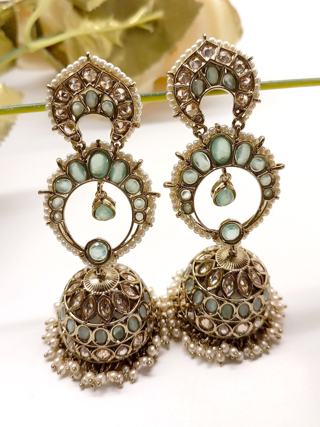 Marlee Mint Green Polki Jhumki