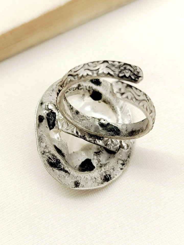 Esha Silver Tribal Finger Ring