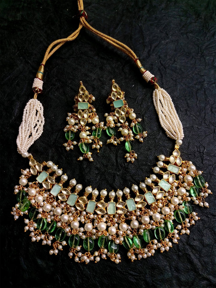 Charbagh Light Green Kundan Necklace Set