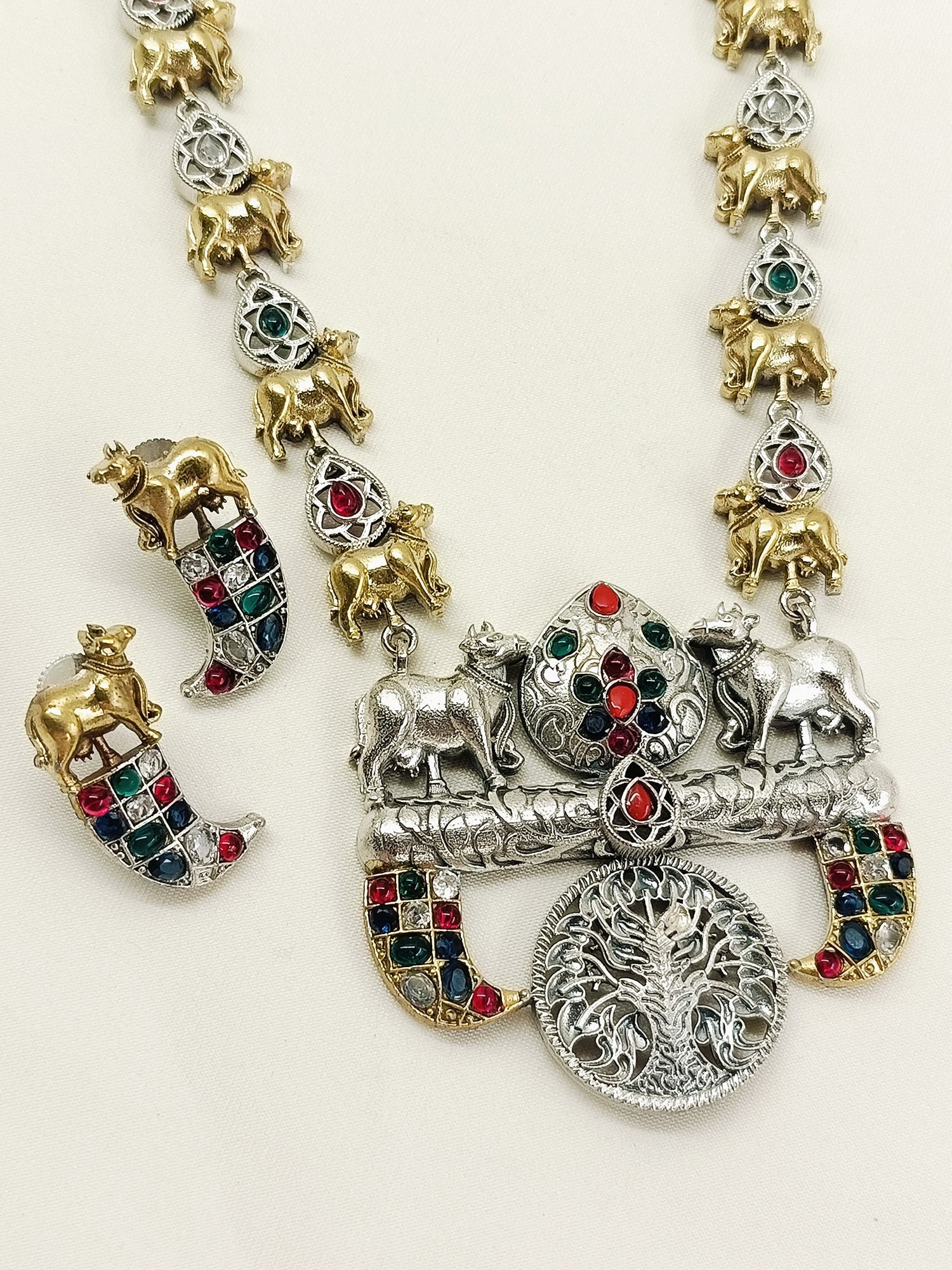 Sahasra Multi Colour Oxidized Necklace Set