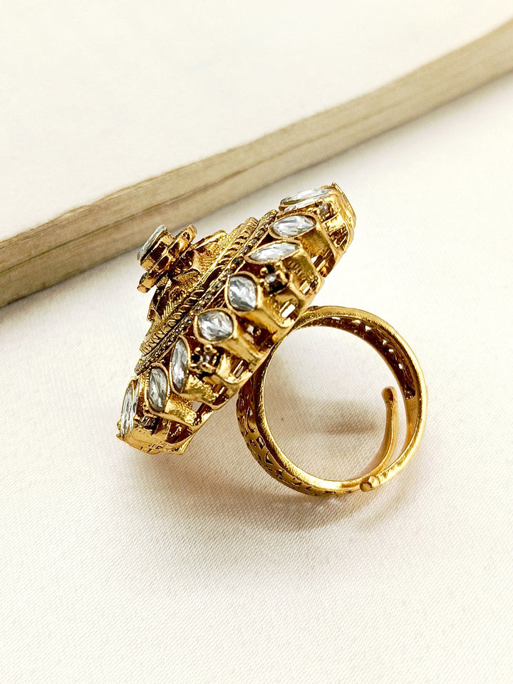 Beautiful Vada White Kundan Finger Ring with intricate detailing and elegant design