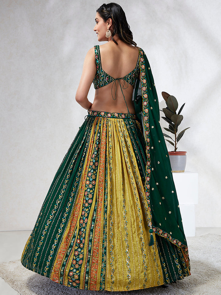 Position Print Chiffon with Sequins Embroidery Stitched Lehenga choli