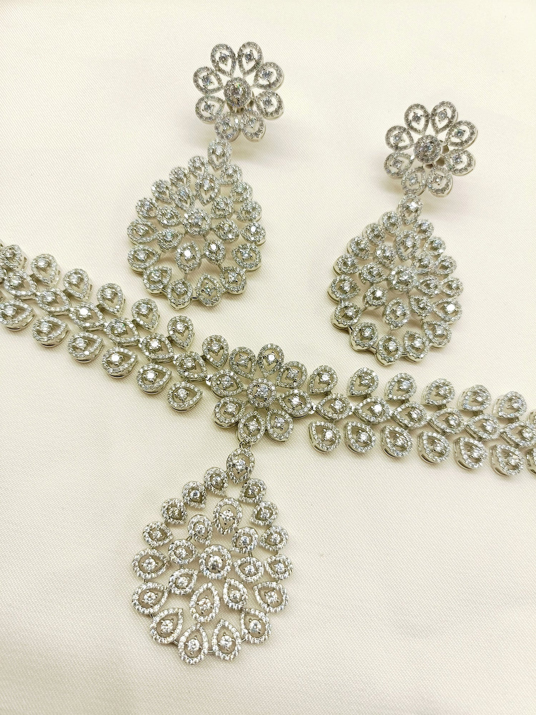 Mariam White American Diamond Necklace Set