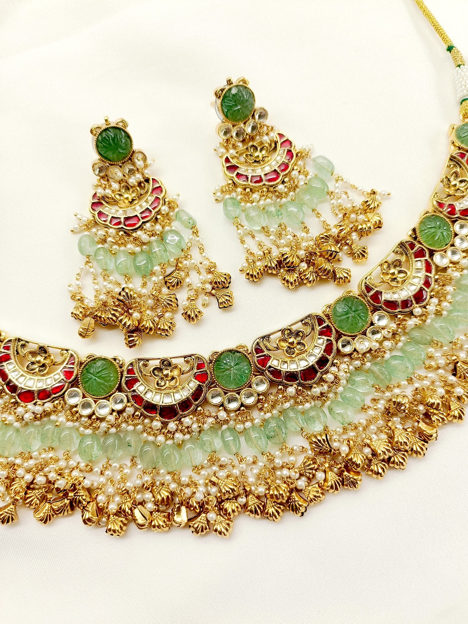 Sanchi Mint Green Kundan Set