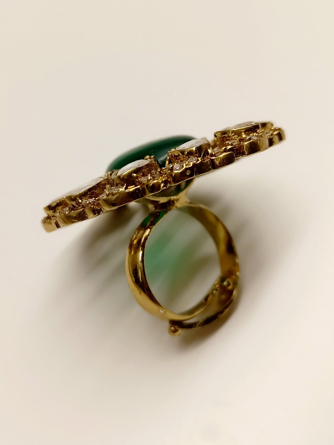 Beautiful Vydika Green Victorian Finger Ring with intricate details and vintage charm