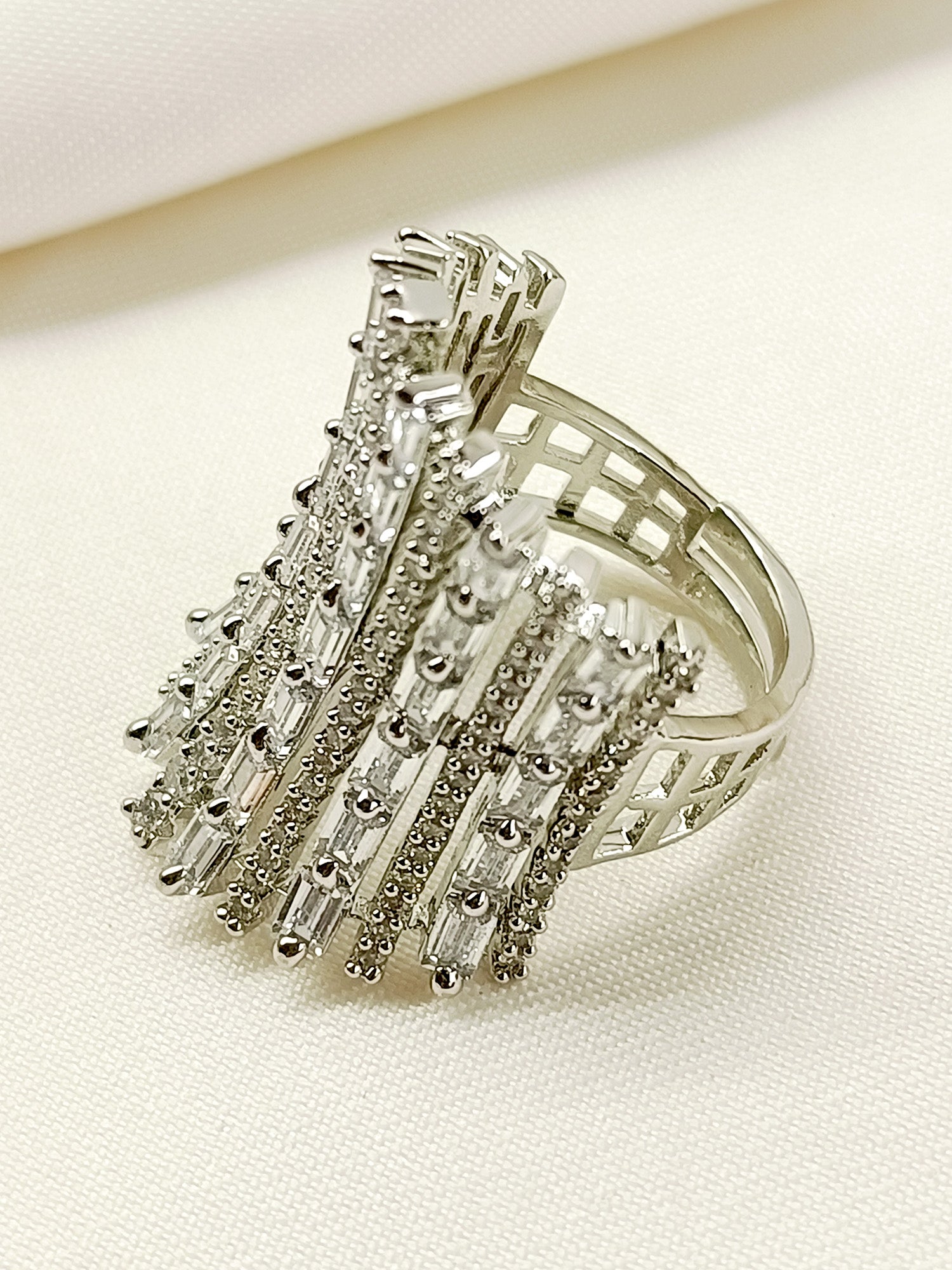 Krisha White American Diamond Finger Ring