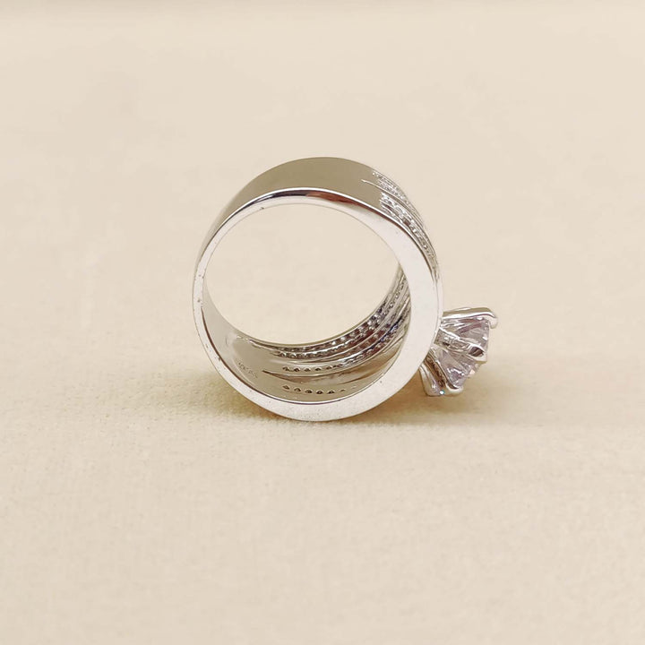 Exquisite Leela Diamond Silver Plated Ring Crafted with Dazzling Silver Metal