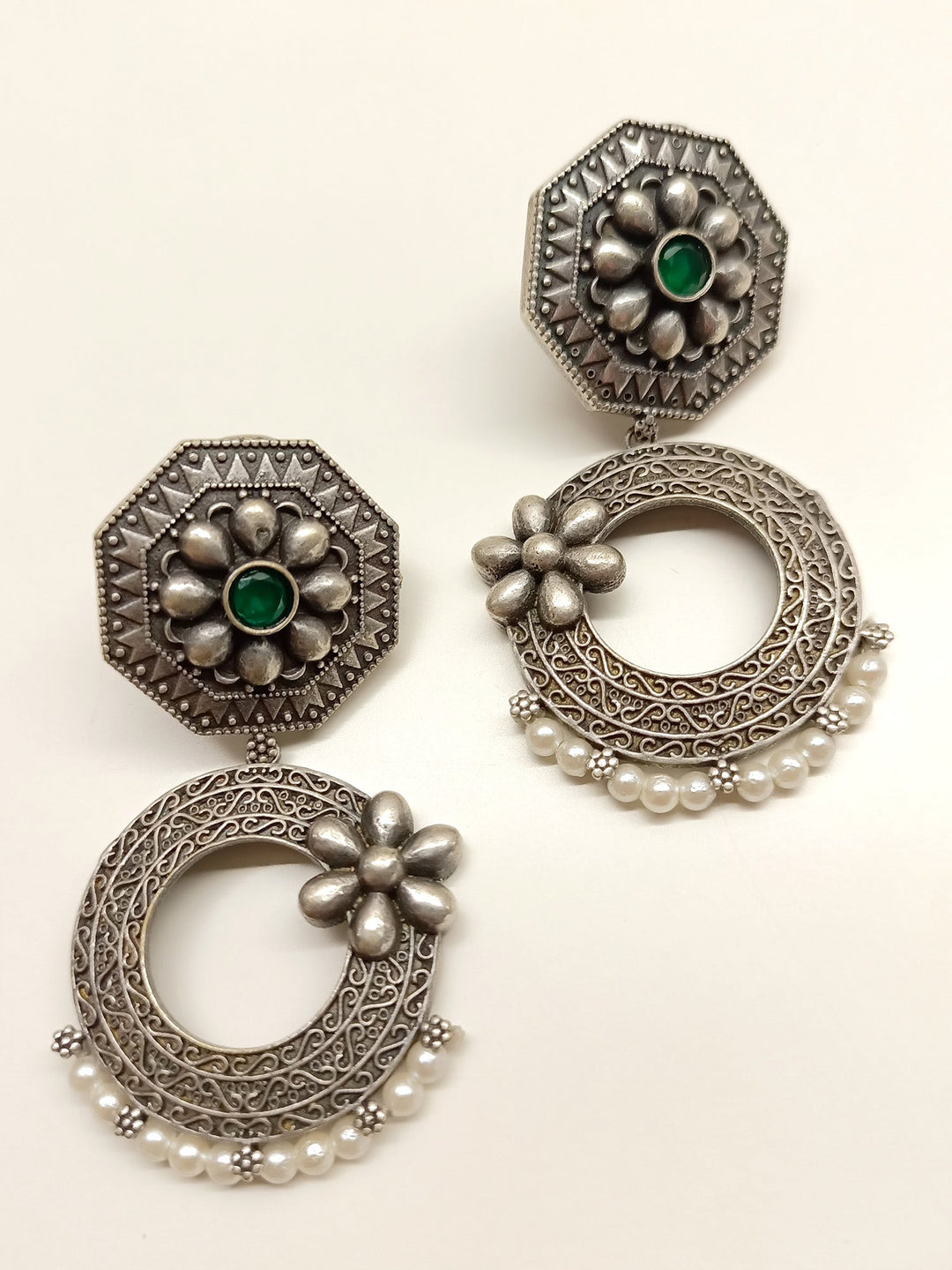 Ivanka Green Oxidized Earrings