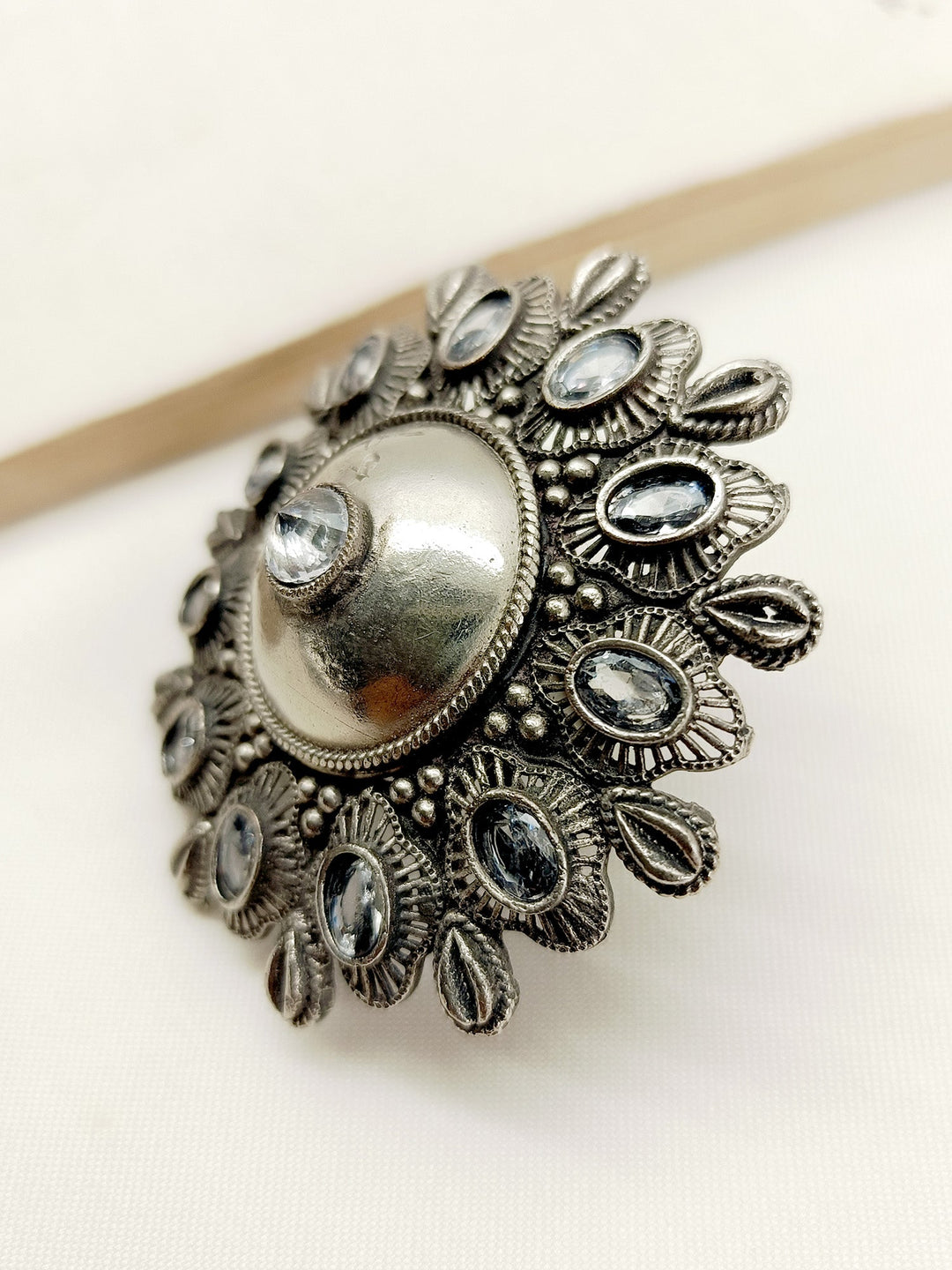 Aanya White Oxidized Finger Ring