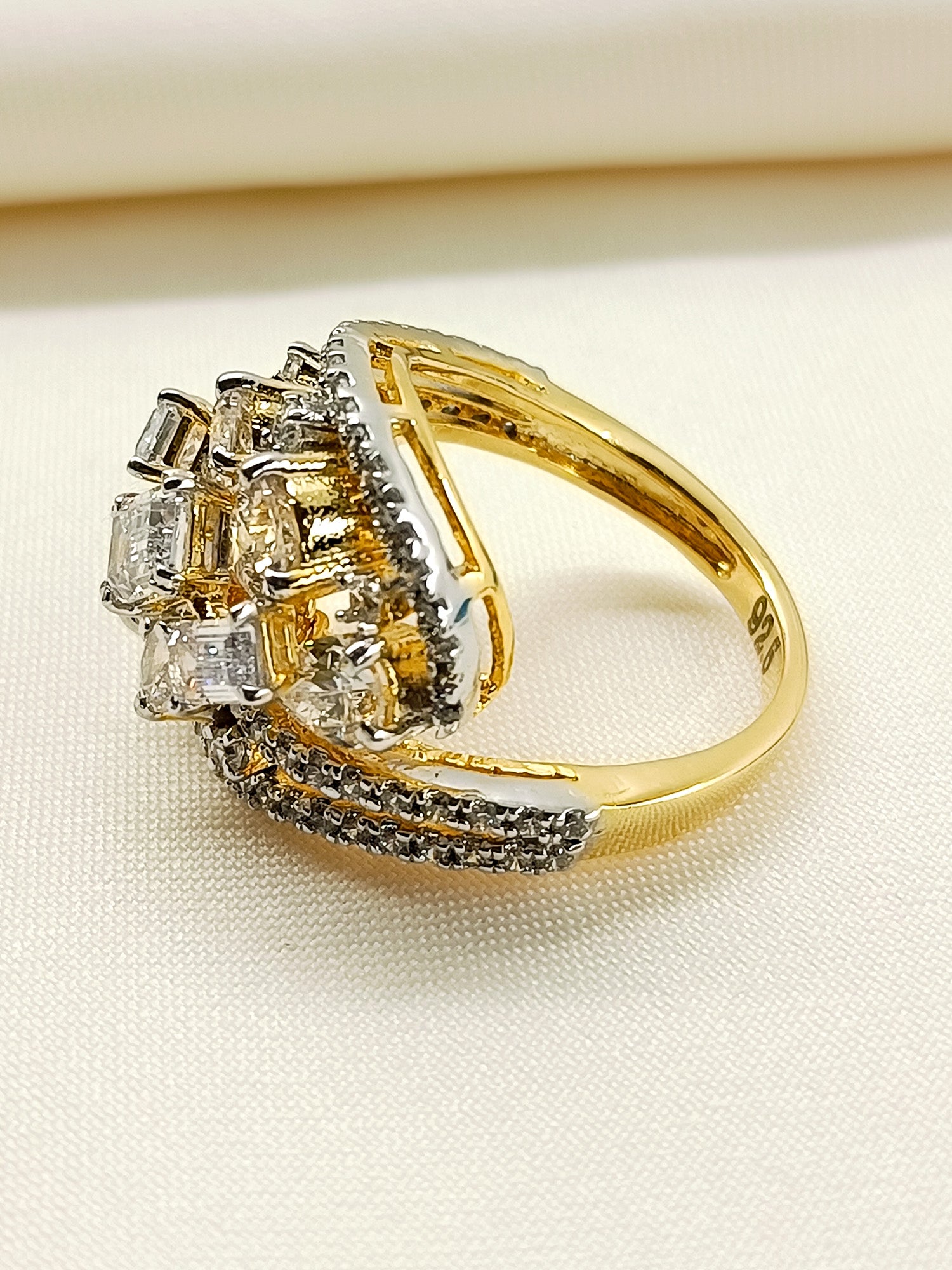 Mukta 92.5 Silver Swarovski Stone Finger Ring - qivii