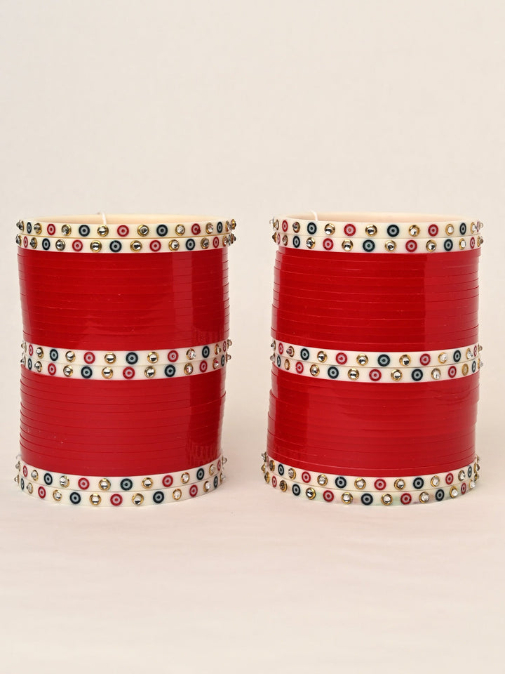 Hanisha Traditional Red And White Bangle Punjabi Chura