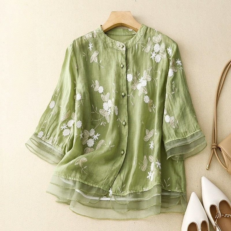 Isabella Cotton-Linen Blouse  - By Qivii