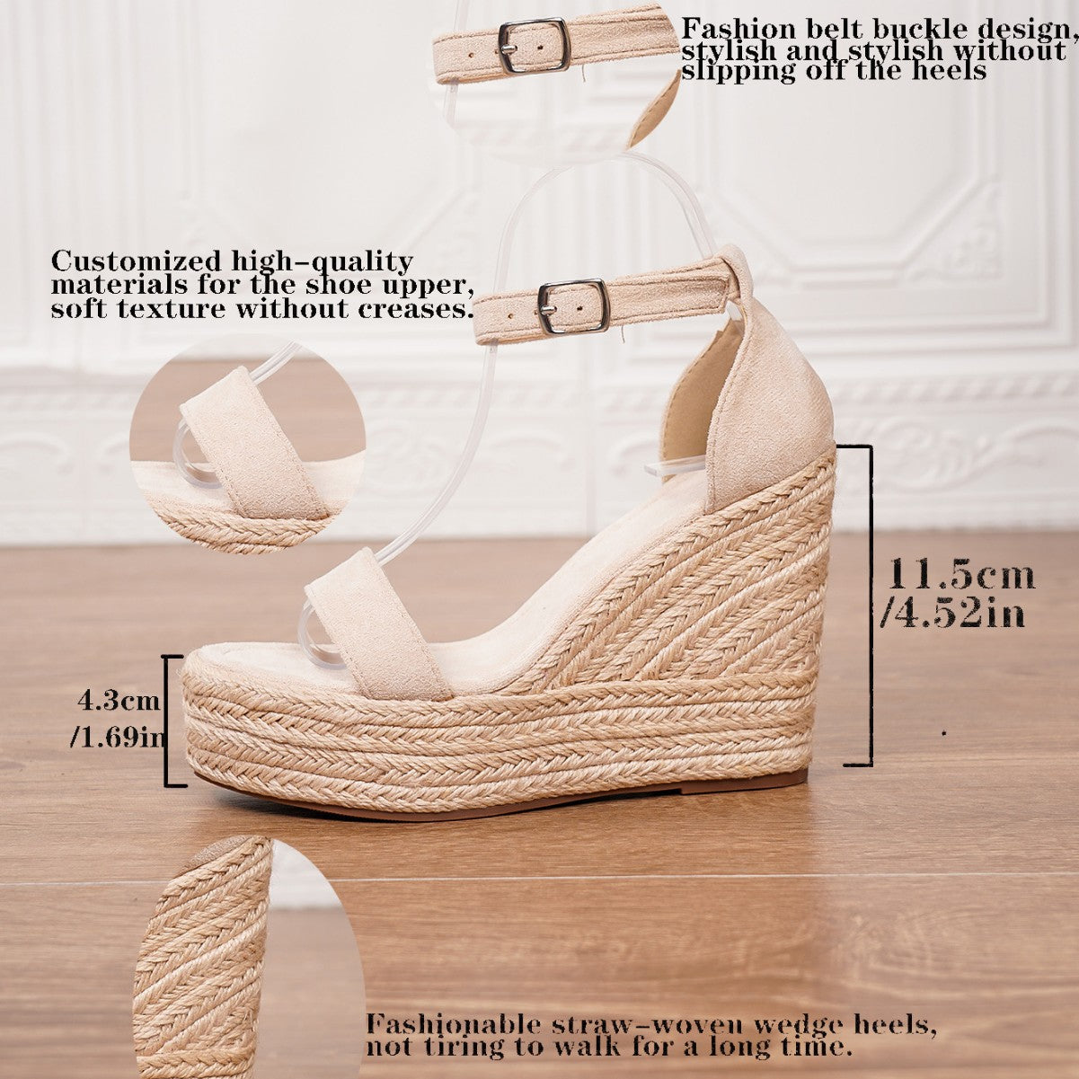 Women’s Soleil Jute Platform Wedge Sandals – Minimalist Ankle-Strap Espadrille Heels (US 3.5–10.5)