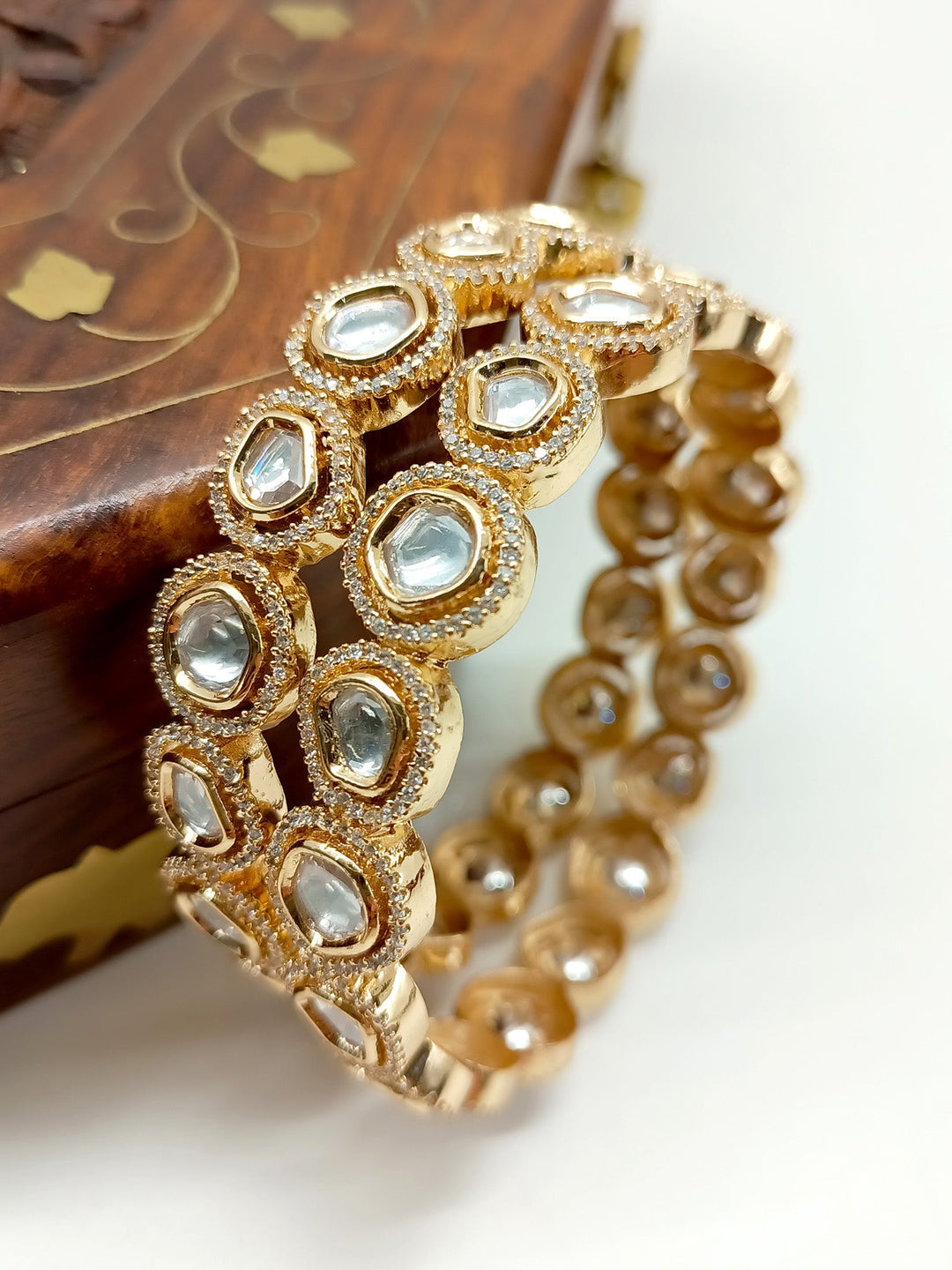 Dominica White Kundan Polki Bangles