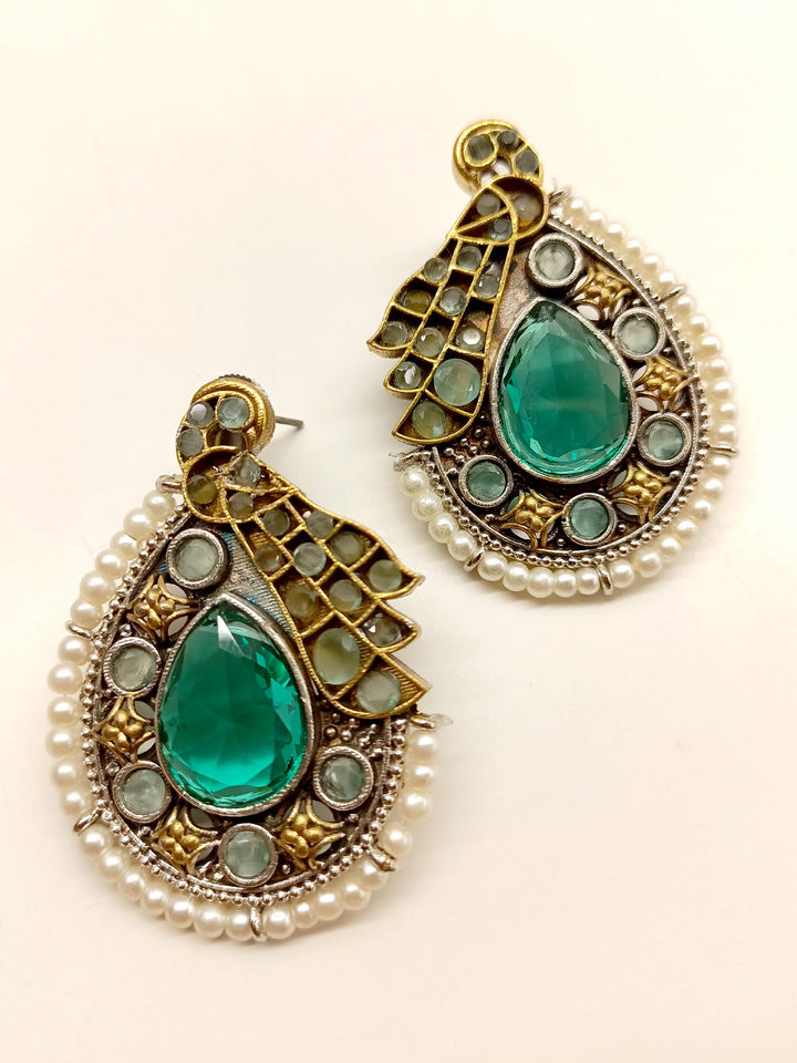 Maryam Turquoise Peacock Oxidized Earrings