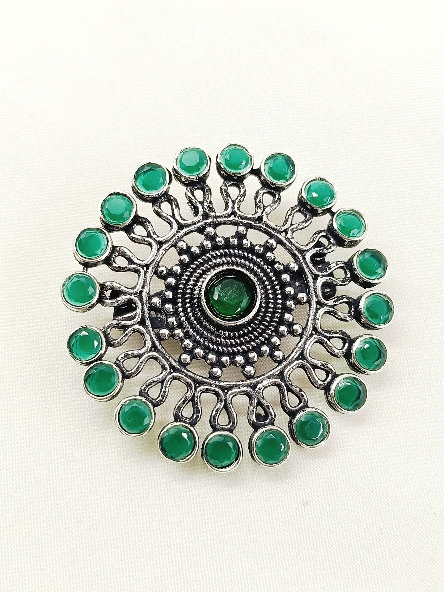 Advaith Green Oxidized Brooch