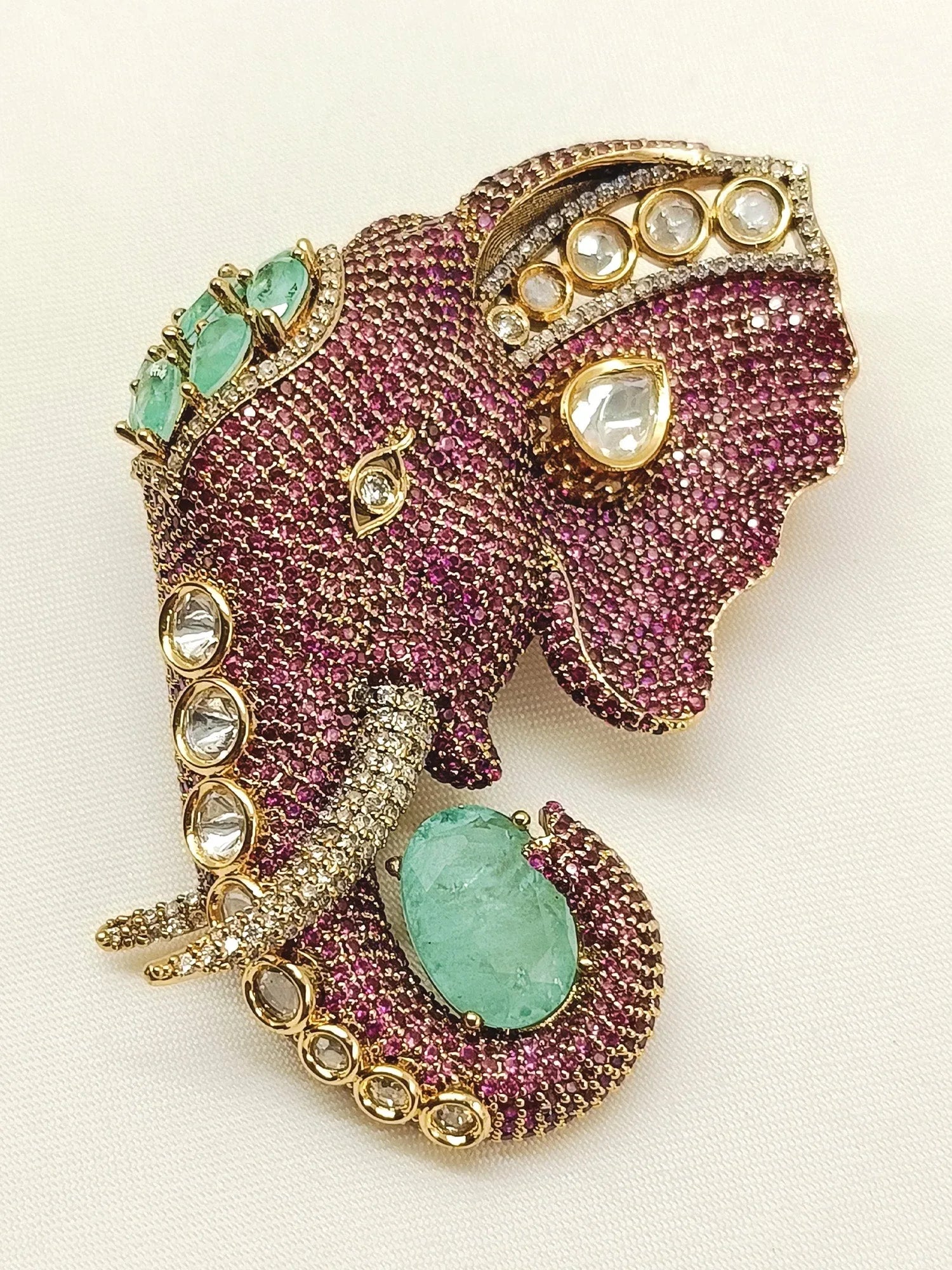 Atharv Ruby Elephant Brooch