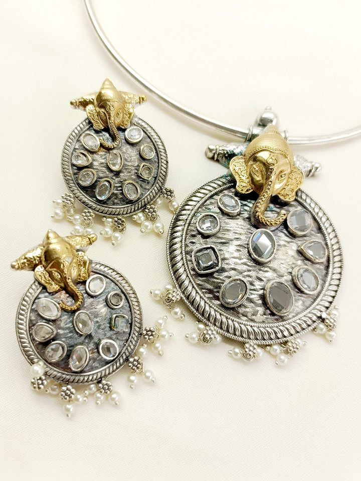 Vasanti Oxidized Ganesh Necklace Set