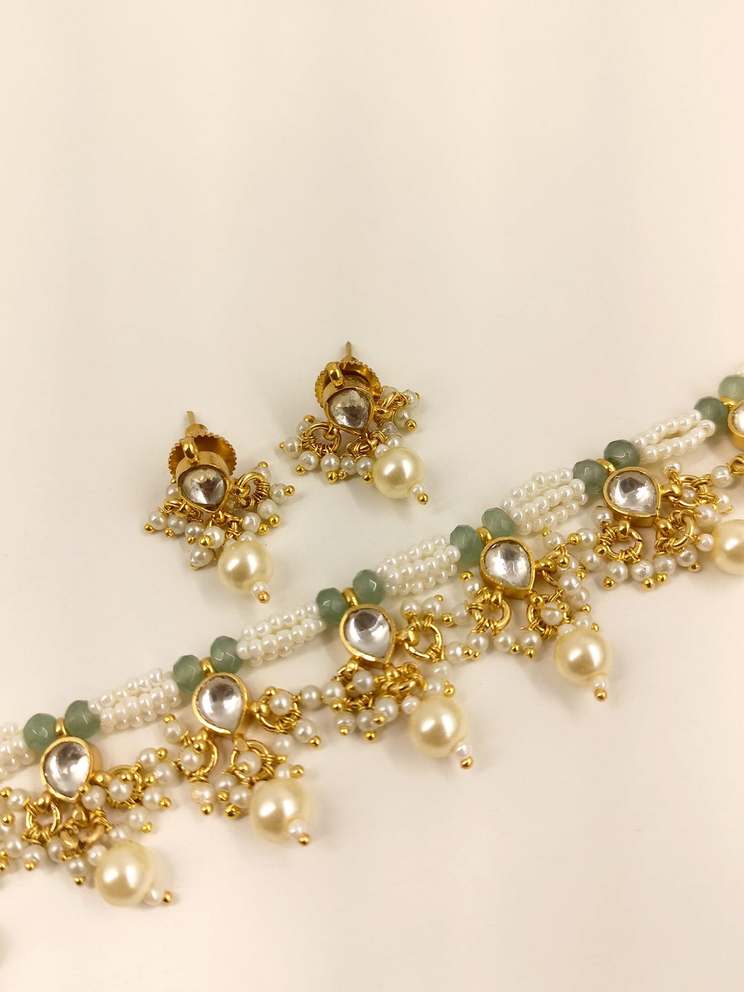 Pritha Mint Green Kundan Necklace Set