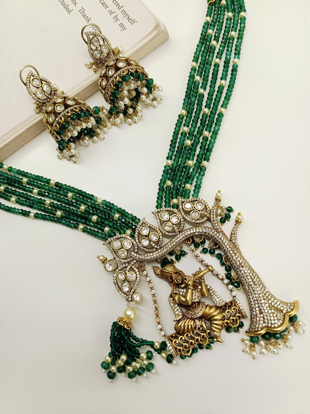 Vriti Green Krishna Ji Long Victorian Set