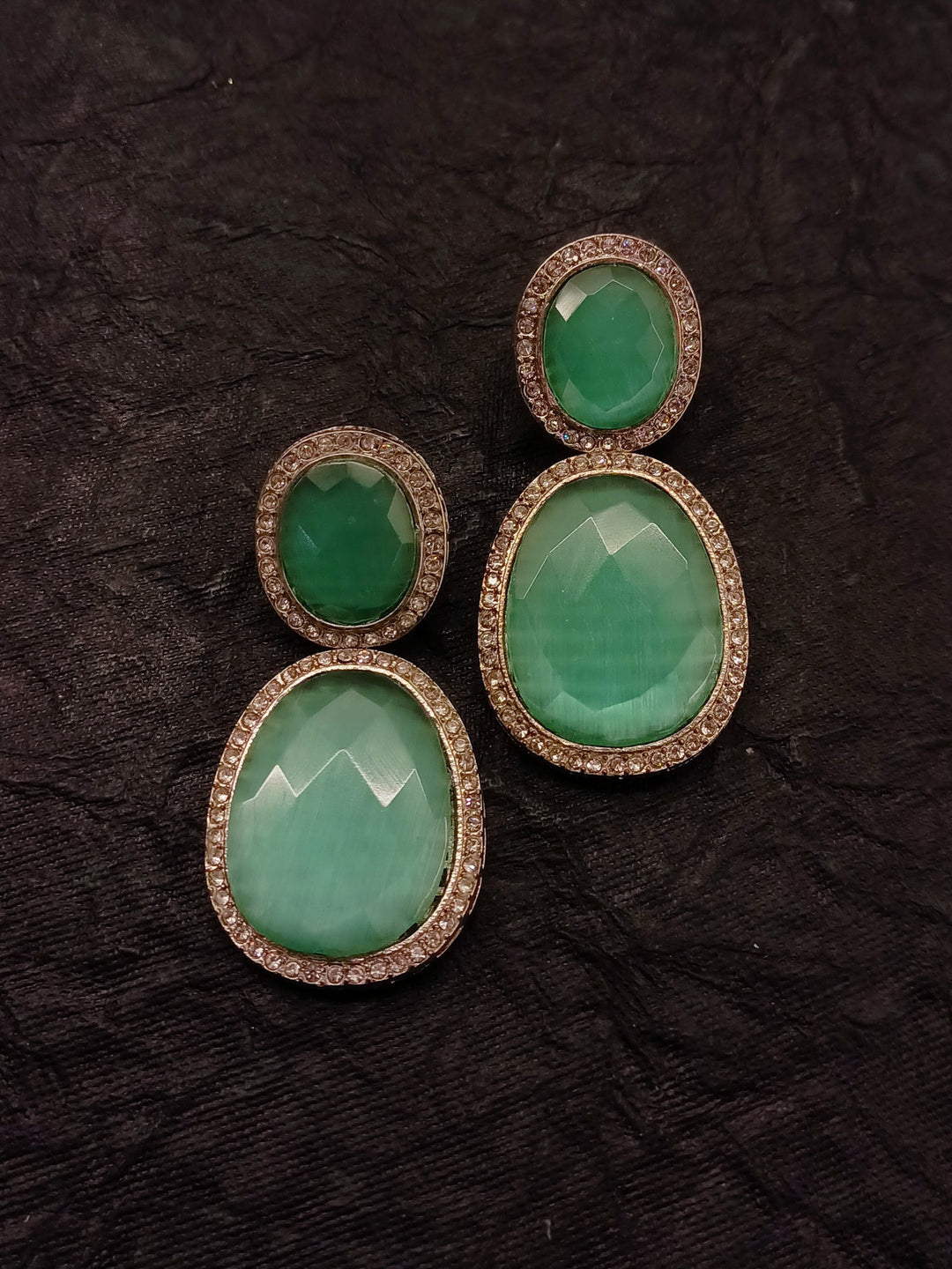 Sandhya Western Earrings In Mint Green