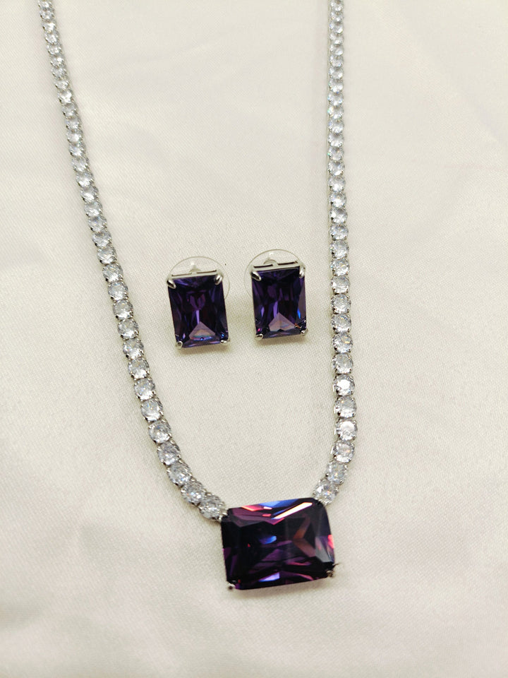 Anric Lavender American Diamond Necklace Set