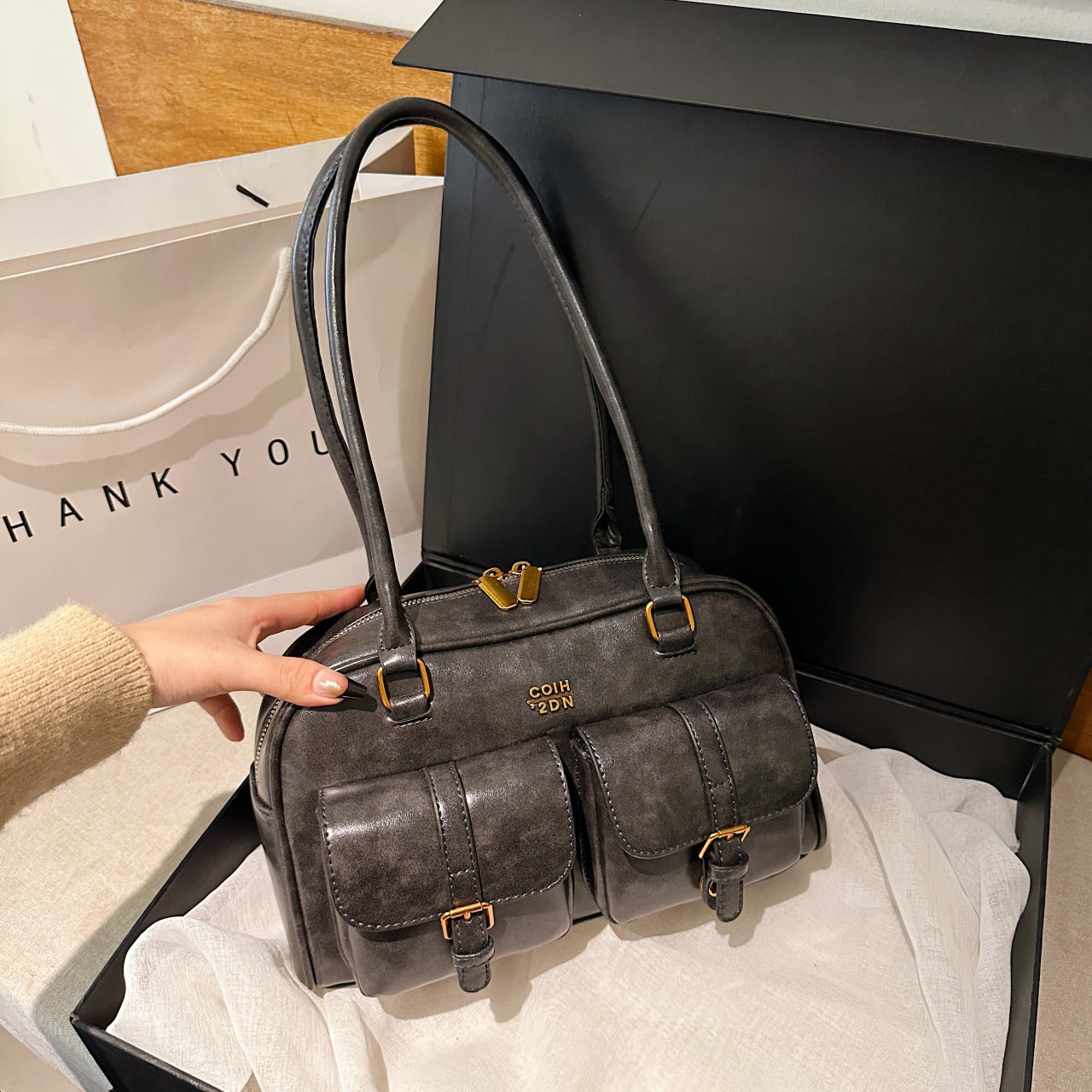Women's Trendy Vintage Boston Pillow Tote Bag - Versatile Shoulder/Handheld Retro Commuter Bag